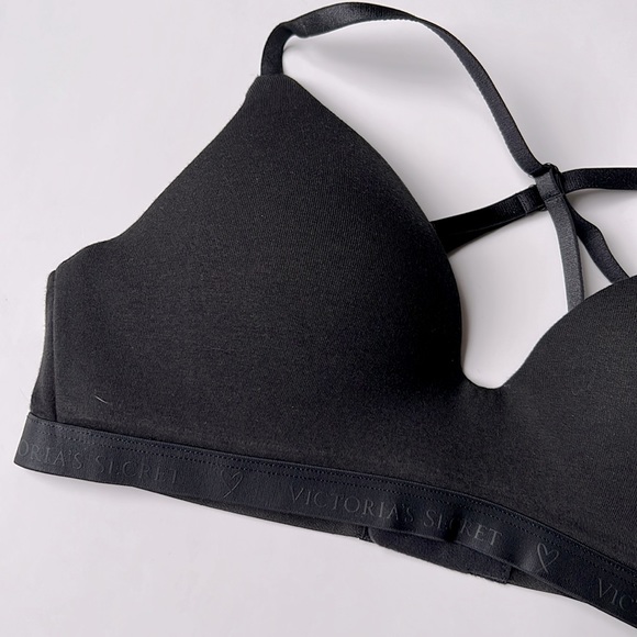 VS Black T-Shirt Cotton Wireless Bra, Cross Cross or Regular Strap Option, NWT - Picture 2 of 6